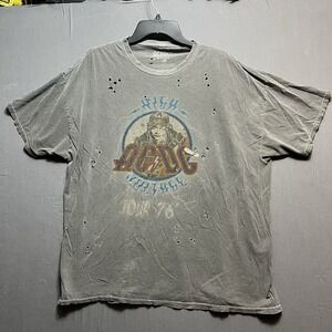 ACDC Voltage Tour 76 Graphic T-shirt Men XL Oversized Gray Distressed Music